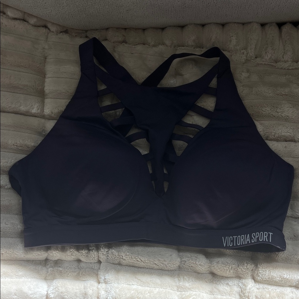 Strappy Front Sports Bra in Purple Plum